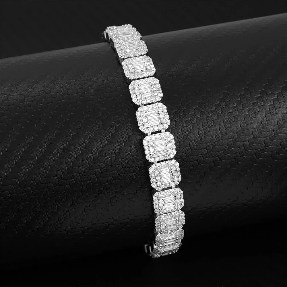 13mm Sugar-Cut Moissanite Cuban Link Chain – S925 Sterling Silver Iced-Out Hip Hop Men’s Necklace - CaratixJewelry