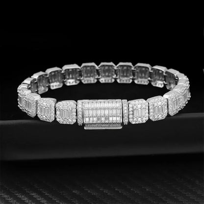 13mm Sugar-Cut Moissanite Cuban Link Chain – S925 Sterling Silver Iced-Out Hip Hop Men’s Necklace - CaratixJewelry