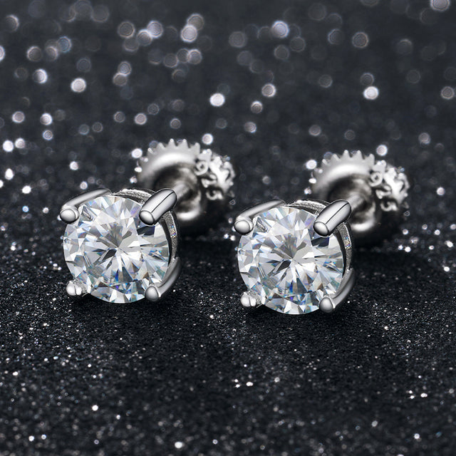 0.1ct Lab Diamond Sterling Silver Hip Hop Flooded Ice Earrings