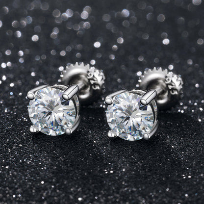0.1ct Lab Diamond Sterling Silver Hip Hop Flooded Ice Earrings