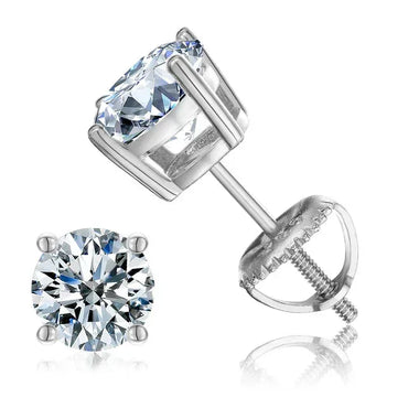 VVS 1CT Colorful Moissanite Stud Earrings | Pink, Yellow, Green, Blue Stones - CaratixJewelry