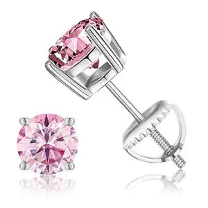 VVS 1CT Colorful Moissanite Stud Earrings | Pink, Yellow, Green, Blue Stones - CaratixJewelry