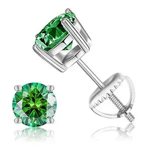 VVS 1CT Colorful Moissanite Stud Earrings | Pink, Yellow, Green, Blue Stones - CaratixJewelry