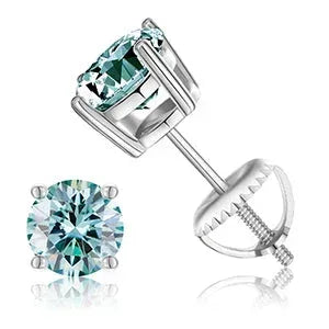 VVS 1CT Colorful Moissanite Stud Earrings | Pink, Yellow, Green, Blue Stones - CaratixJewelry
