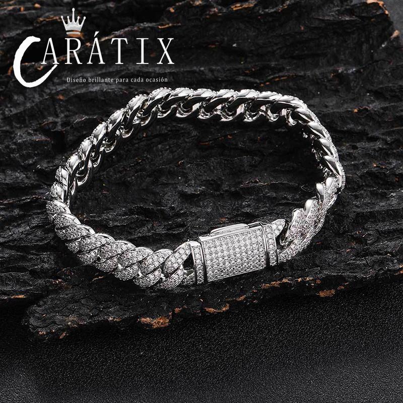 CARÁTIX 10mm Round Cuban Miami Link Chain Necklace 7"-24" – Iced Out CZ Hip Hop Jewelry for Men & Women