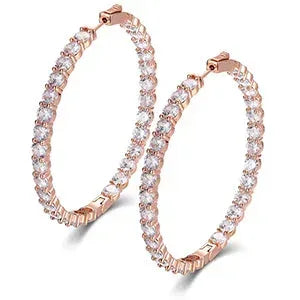 Boss Chick Queen 15.5CTW Lab 925 Silver Big Hoop Earrings - CaratixJewelry