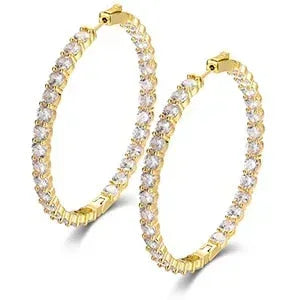 Boss Chick Queen 15.5CTW Lab 925 Silver Big Hoop Earrings - CaratixJewelry