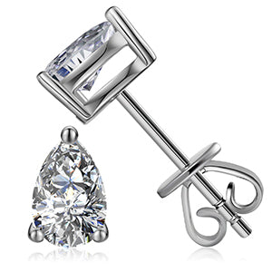 Ladies VVS Diamond Teardrop 925 Sterling Silver Push Back Earrings