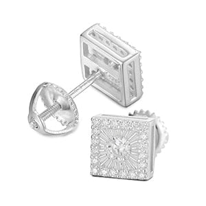 Square Big Boy VVS Lab Diamond 14k Gold Over Silver Hip Hop Earrings