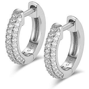 Genuine VVS Lab Diamond Small Hoop 925 Sterling Silver Earrings