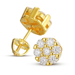 Genuine VVS Lab Diamond Burst Hip Hop 14k Gold Over Silver Earrings