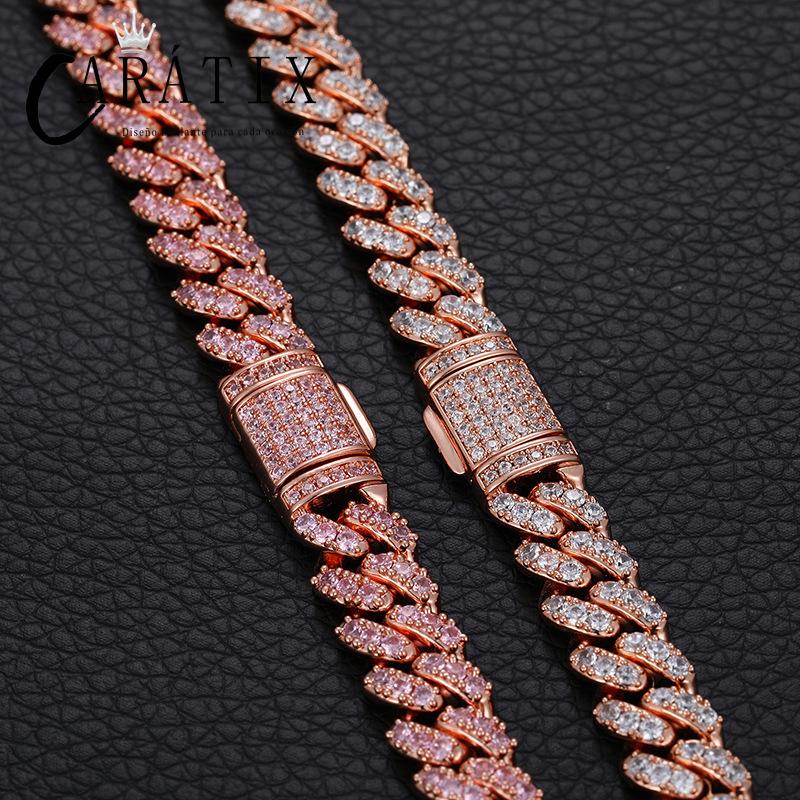 CARÁTIX 8mm Solid Cuban Link Chain Set – 5A+ CZ Iced Out Hip Hop Bling Bracelets & Necklaces for Men & Women | Unisex Rapper Gift