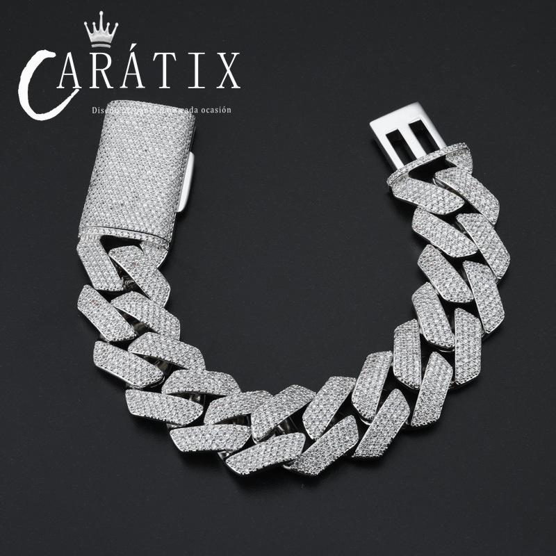 CARÁTIX – 22mm 4-Row Rhombus Cuban Link Chain Necklace | Iced Out CZ Hip Hop Jewelry for Men & Women