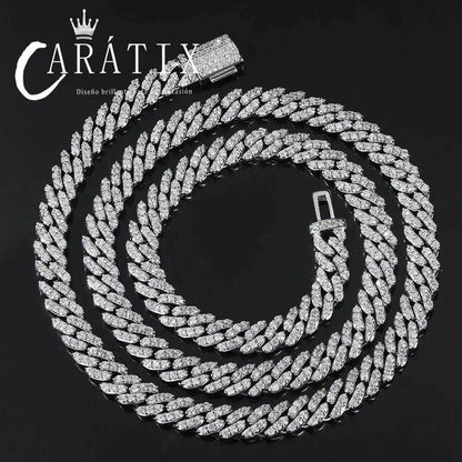 CARÁTIX - 8mm Hip Hop Jewelry Cubic Zirconia Thick Cuban Link Chains for Girl Necklaces Women Valentine's Day Gift for Men & Girls & Boys Mothers' Day Gift #Springtok