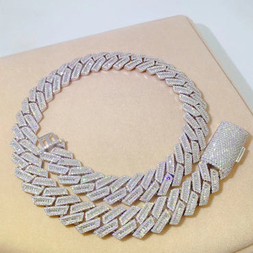 18mm Moissanite Cuban Link Necklace & Bracelet | S925 Silver Iced Out Hip Hop Jewelry - CaratixJewelry