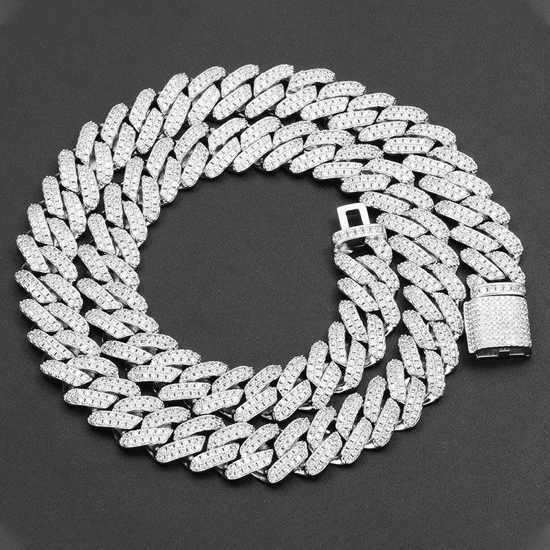 14mm Iced-Out Moissanite Cuban Link Chain – S925 Sterling Silver -Cut Hip Hop Streetwear Necklace - CaratixJewelry