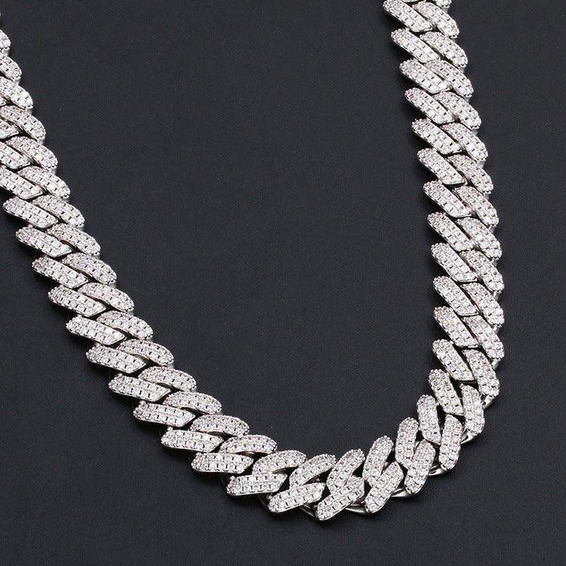 14mm Iced-Out Moissanite Cuban Link Chain – S925 Sterling Silver -Cut Hip Hop Streetwear Necklace - CaratixJewelry