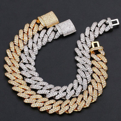 14mm Iced-Out Moissanite Cuban Link Chain – S925 Sterling Silver -Cut Hip Hop Streetwear Necklace - CaratixJewelry