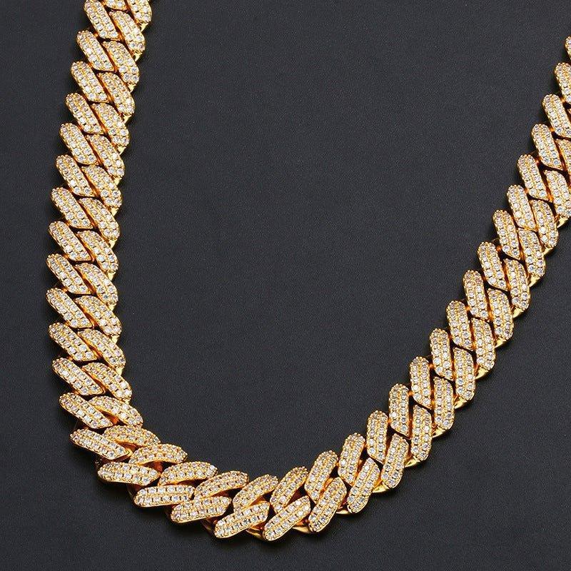 14mm Iced-Out Moissanite Cuban Link Chain – S925 Sterling Silver -Cut Hip Hop Streetwear Necklace - CaratixJewelry