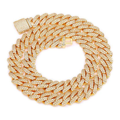 14mm Iced-Out Moissanite Cuban Link Chain – S925 Sterling Silver -Cut Hip Hop Streetwear Necklace - CaratixJewelry