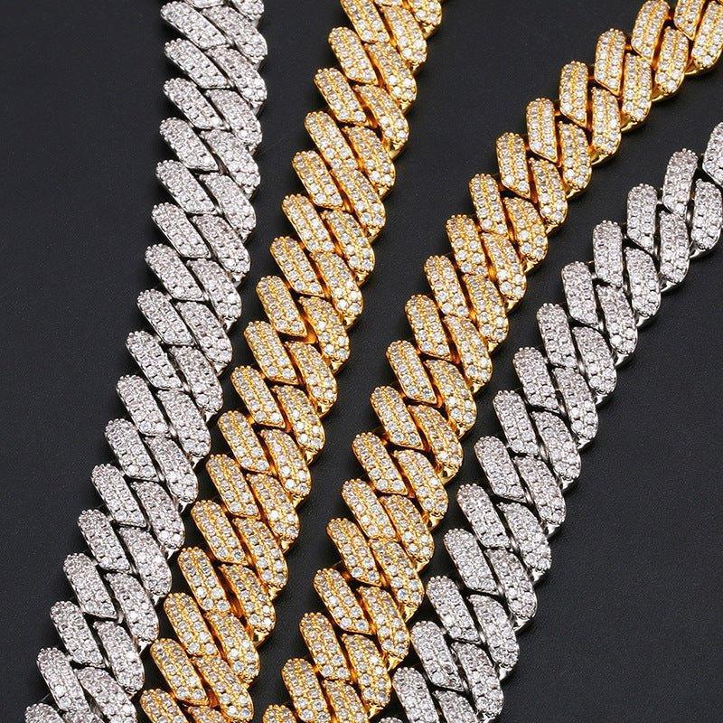 14mm Iced-Out Moissanite Cuban Link Chain – S925 Sterling Silver -Cut Hip Hop Streetwear Necklace - CaratixJewelry