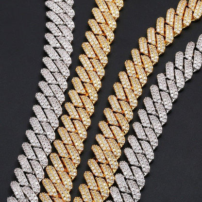 14mm Iced-Out Moissanite Cuban Link Chain – S925 Sterling Silver -Cut Hip Hop Streetwear Necklace - CaratixJewelry