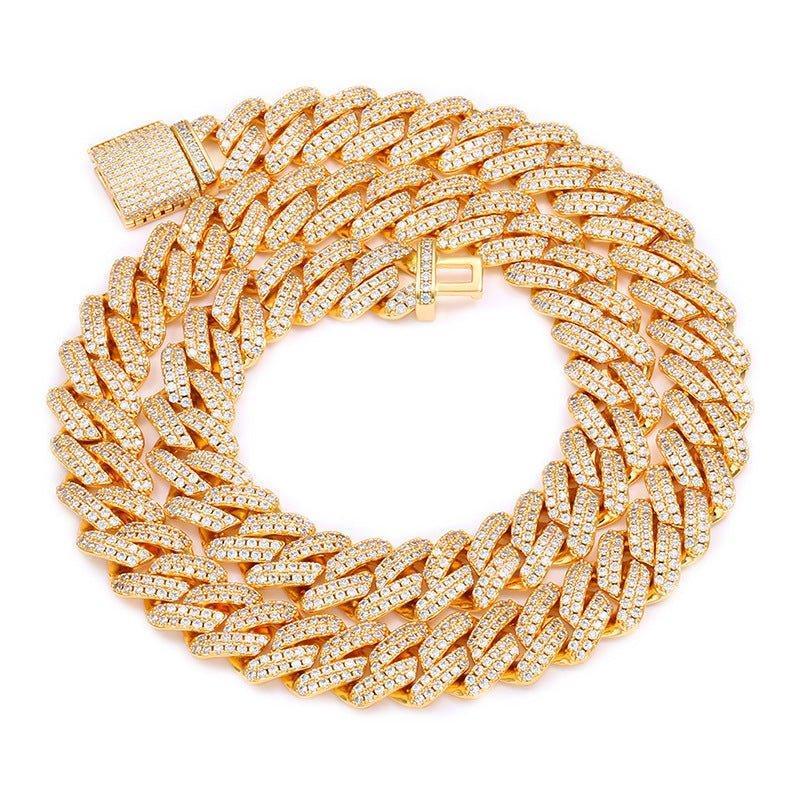 14mm Iced-Out Moissanite Cuban Link Chain – S925 Sterling Silver -Cut Hip Hop Streetwear Necklace - CaratixJewelry