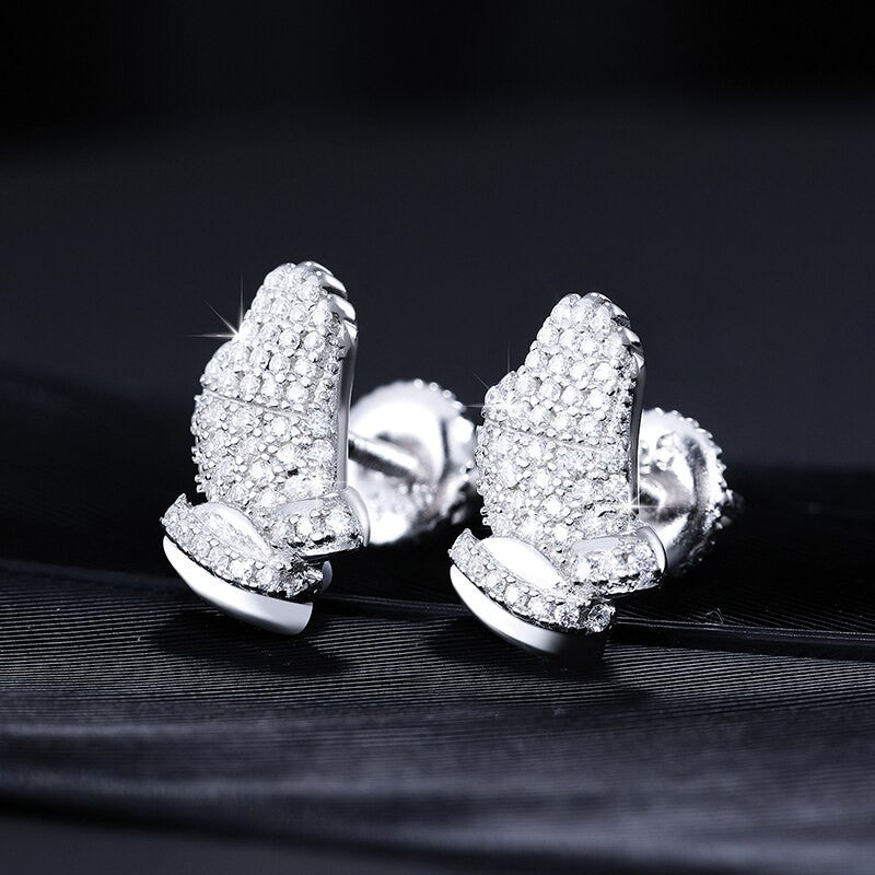 Hands of Prayer Genuine VVS Diamond Solid 925 Silver Bling Hip Hop Earrings – Iced Out Jewelry