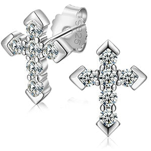 Genuine VVS Lab Diamond Solid Sterling Silver Arrow Cross Flooded Ice Hip Hop Earrings – Iced Out Jewelry