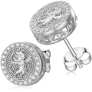 Genuine VVS Diamond Icarus Bow Angel Solid 925 Silver Iced Bling Earrings – Hip Hop Jewelry