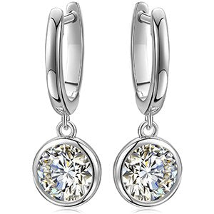 Genuine VVS Diamond Trendsetter Huggie Drop Earrings – 925 Solid Silver Hip Hop Bling Jewelry