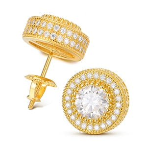 VVS Genuine Lab Diamond Solid 925 Silver Hip Hop Centerstone Bling Earrings – Iced Out Jewelry