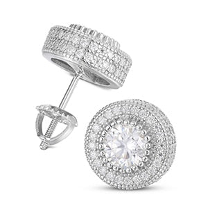 VVS Genuine Lab Diamond Solid 925 Silver Hip Hop Centerstone Bling Earrings – Iced Out Jewelry