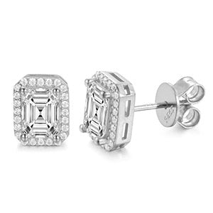 VVS Genuine Diamond Baguette Cut Solid 925 Silver Hip Hop Iced Earrings – Luxury Statement Jewelry