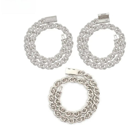 13mm Figure-Eight Cuban Link Bracelet S925 Silver | Moissanite Hip Hop Jewelry - CaratixJewelry