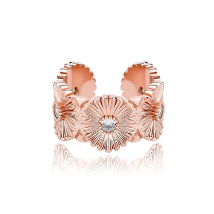 Adjustable Daisy Hip Hop Ring | Iced Out Flower Band | Caratix