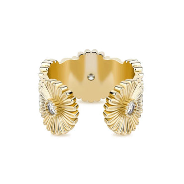 Adjustable Daisy Hip Hop Ring | Iced Out Flower Band | Caratix