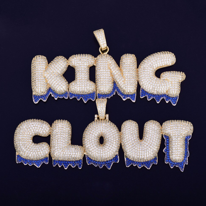 Collar con colgante personalizado con nombre personalizado y acabado azul helado