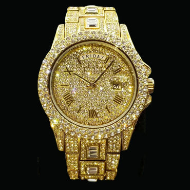 Day Date Roman Numerals VVS Iced Out Watch – Luxury Hip Hop Style - CaratixJewelry