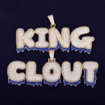 Blue Finish Iced Out Personalized Custom Name Necklace Pendant - Luxury Custom Jewelry