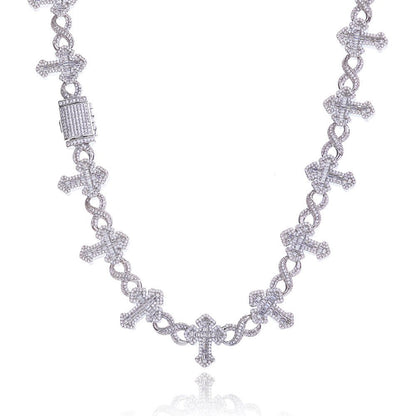 15mm 925 Silver Moissanite Cross Necklace for Men – Customizable Luxury Jewelry - CaratixJewelry