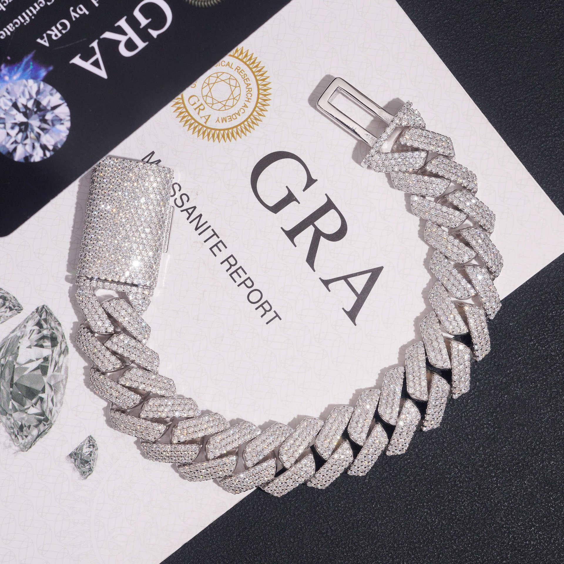 15mm Triple-Row Moissanite Cuban Link Chain – S925 Sterling Silver Iced-Out Hip Hop Men’s Necklace - CaratixJewelry