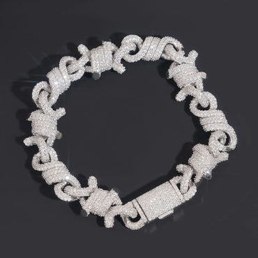 15mm Twisted Cuban Link Bracelet – S925 Sterling Silver Moissanite Hip Hop Men’s Jewelry with Figure-8 Clasp - CaratixJewelry