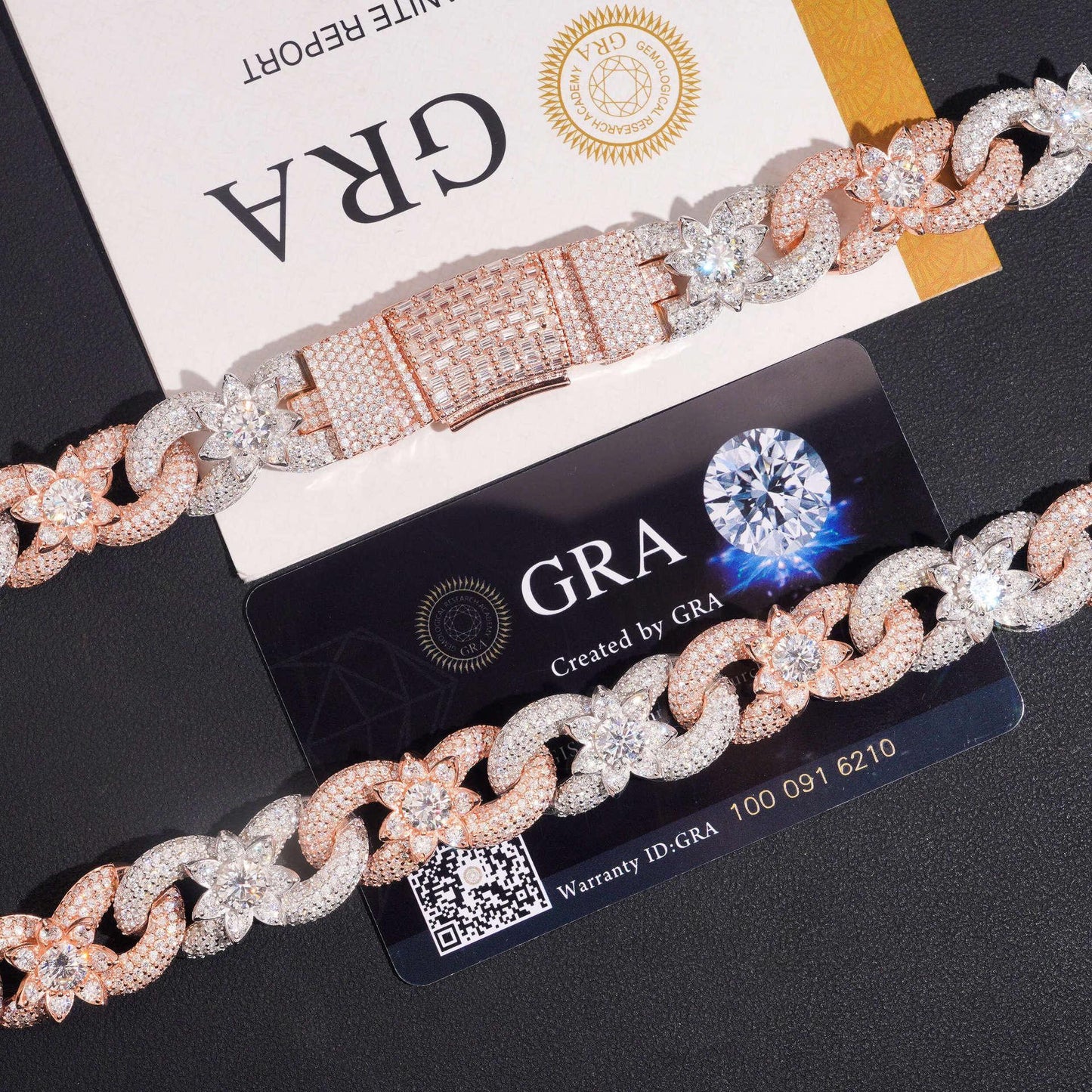 15mm Two-Tone Moissanite Cuban Link Chain – S925 Sterling Silver Crescent Flower Hip Hop Men’s Necklace - CaratixJewelry