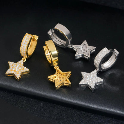 Trendy Hip Hop Star Shape Earrings for Men European Casual - CaratixJewelry