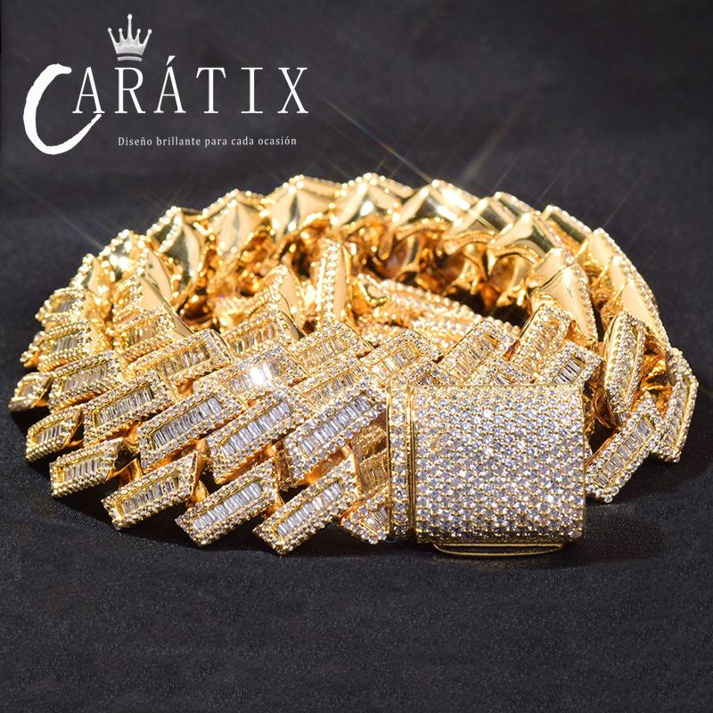CARÁTIX – Iced Out Rhombus Cuban Link Chain Necklace | Hip Hop CZ Jewelry for Men & Women