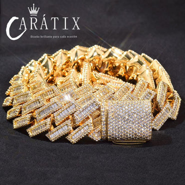 CARÁTIX – Iced Out Rhombus Cuban Link Chain Necklace | Hip Hop CZ Jewelry for Men & Women