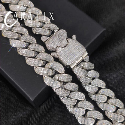 CARÁTIX 18MM 3-Row Cuban Chain Necklace – Thick CZ Prong Hip Hop Choker for Men & Women
