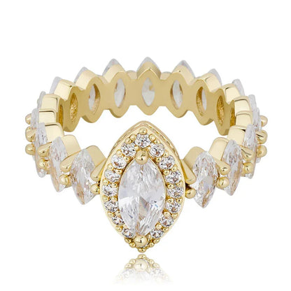 Women's Iced Out Oval Crown Ring | Royal Tiara Motif Pave Band | Caratix