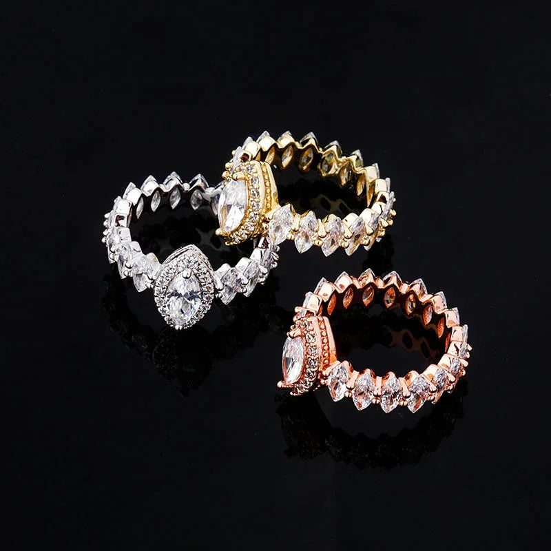 Women's Iced Out Oval Crown Ring | Royal Tiara Motif Pave Band | Caratix